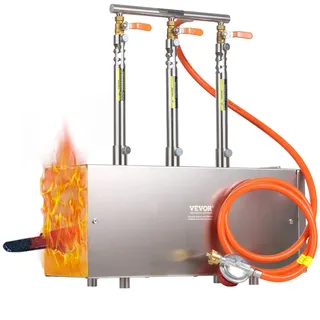 Vevor tragbare Propangas-Schmiede mit 3 Brenner 1427 °C, Hufschmiede Schmiedeofen mit quadratischer Form, Edelstahl, Gasschmiedewerkzeuge und -ausrüstung, Schmelzofen Verwendung zum Metallschmieden