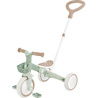 GLOBBER LEARNING TRIKE 3in1 PLUS ECO – Dreirad und Laufrad für Kinder, 8/7 Zoll, TPR-Sattel höhenverstellb, salbei grün - Grün