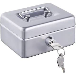 Alco ALCO-Albert - Mini Box Kinderkassette silber | Sparbüchse mit Einwurfschlitz und Zylinderschloss, inkl. 2 Schlüssel, 125 x 95 x 60 mm