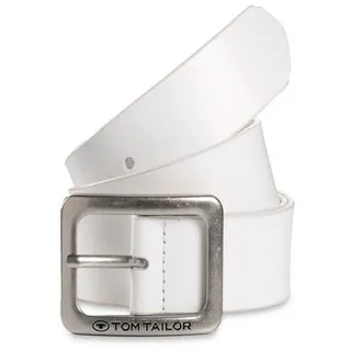 Tom Tailor Damengürtel Leder 4 cm breit Weiß 105 cm