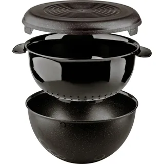 Schüssel mit Sieb und Deckel, Ø 24 cm - Schwarz