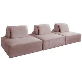 Kawola Modulsofa Wiolo Soft 3 Module 3 Kissen Pink Cord , Textil , Echtholz , Füllung: Schaumstoff , 333x84x111 cm , Wohnzimmer, Sofas & Couches, Sofas
