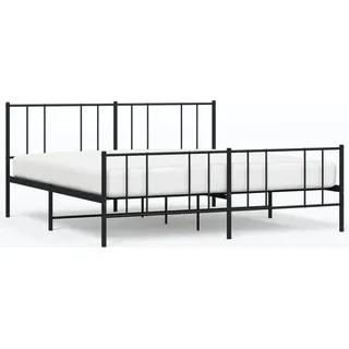 vidaXL Metallbett ohne Matratze mit Fußteil Schwarz 180x200 cm - Schwarz