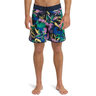 Boardshorts QUIKSILVER "Surfsilk Scallop 18", Herren, Gr. 40(XXXL), schwarz navy interact floral, Obermaterial: 88% Polyester, 12% Elasthan., Hosen Boardshorts, Topseller