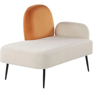 Beliani Chaiselongue Samt weiß/orange rechtsseitig Metallgestell schwarz modern Arcey