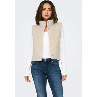 Plüschweste ONLY "ONLSANDRA TEDDY WAISTCOAT LIFE OTW NOOS", Damen, Gr. XL, beige (pumice stone), Plüsch, Obermaterial: 100% Polyester, unifarben, regular fit hüftlang, Westen Plüschweste, Kunstfaser