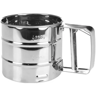 Rostfreies Mehl- und Puderzuckersieb für klumpenfreies Backen - Silber