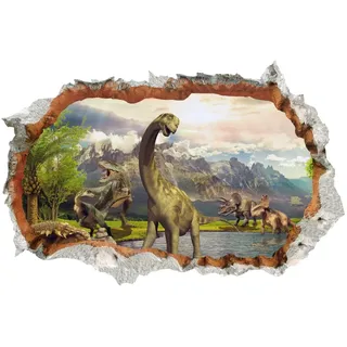 WandSticker4U®- Wandtattoo DINOSAURIER 3D XXL braun (90x60 cm) I Dino Wandsticker Dschungel Tiere Trex im Jurassic Park I Wandtattoo Dino Kinderzimmer Deko Junge Mädchen Babyzimmer GROß