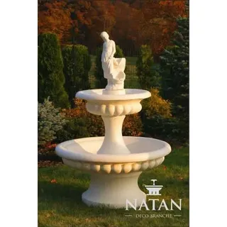 Zierbrunnen Springbrunnen 163cm Skulptur Brunnen Deko Garten Fontaine Teich Neu - Weiß