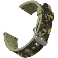 OLLREAR Unisex Silikon Uhrenarmbänder Gebürstete Edelstahl Silber Schnalle 24mm Armee Grün