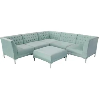 Turkis Blaue Eckcouch wohnzimmer Stil Möbel Chesterfield Landhaus Garnitur 2tlg. - Türkis
