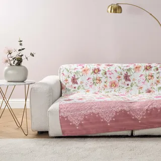 Bassetti Granfoulard Sofaüberwurf aus Baumwolle, Sofaüberwurf, Mehrzweckdecke, Picknickdecke, Vorhang, Tischdecke (cm 180 x 270, Casablanca Rosa P1)