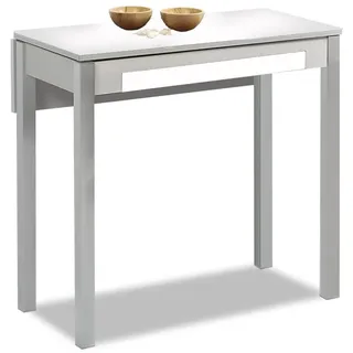 ASTIMESA Küchentisch, Metall, Weiß, 90 x 50 cm - ausziehbar 90 x 70 cm