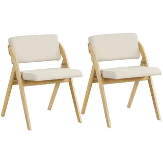 FANTASK Essstühle Klappstühle Set, 2er Set klappbarer Esszimmerstühle, Klappstuhl Furniture mit Gummiholzbeinen, gepolsterter Sitz und Rückenlehne, für Esszimmer Office Events, Natur