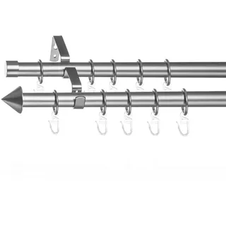 Lichtblick ORIGINAL »Gardinenstange Kegel, 20 mm, ausziehbar, 2 läufig 130 - 240 cm Chrom« Ø 20 mm 2 läufig-läufig ausziehbar Zweiläufige Vorhangstange mit Ringen für Gardinen und Stores.,
