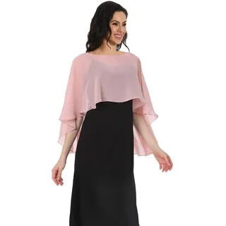 Baoqiya Chiffon-Umhang für Brautjungfer, Hochzeit, formelle Party, Abendkleider - Pink - Einheitsgröße