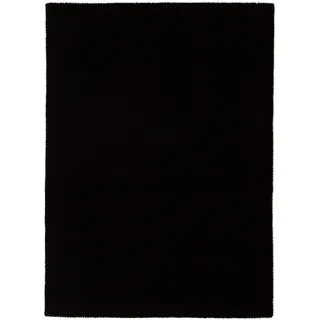 carpetfine Wollteppich »Gabbeh Lola Uni« rechteckig 14 mm Höhe mit natürlichem Pflanzenmaterial von Hand gewebt, auch in Rund, schwarz