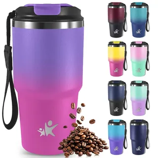 Mujigaga Thermosbecher, 20oz Thermobecher aus Edelstahl, Isolierbecher, 4h Heiß und 8h Kalt, Kaffeebecher to go, Isolierbecher Auslaufsicher, Kaffee Thermobecher für Tee, Smoothies und Mehr