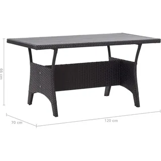 vidaXL Gartentisch 120 x 70 x 66 cm Schwarz/Mehrfarbig