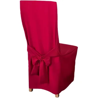 HOME DEKO Stuhlhussen mit Schleife, Universal-Sitzbezüge zum Schonen von Stühlen für Wohnzimmer, Esszimmer oder Küche, Perfekt für Anlässe Aller Art, Dunkelrot, 4 Stück