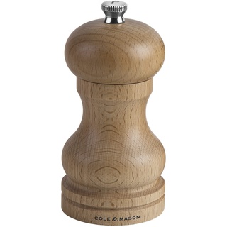 Cole & Mason HA0424P Beech Capstan Pfeffermühle, Buchenholz natur, 120mm, Precision+, Enthält 1 x Pfeffermühle