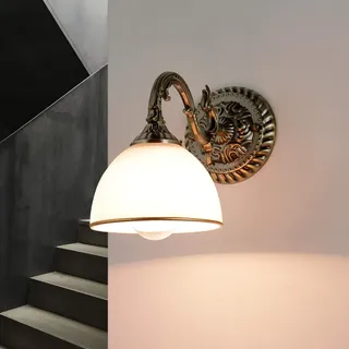 Licht-Erlebnisse Wandleuchte Jugendstil antik Metall & Glas stilvoll klassisch E27 Wohnzimmer Schlafzimmer Flur Innen Wandlampe