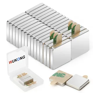 Wukong 30 Stück Neodym Magnete Selbstklebende, 10×10×2mm Mini Magnete Starker Halt, Mini Magneten Flach Magnet Klein, Klebemagnete für Glasmagnettafel Büro und Informationstafel