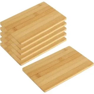 Bambus-Snackbretter - Holzfrühstückstische - Brotschneidbretter zum Schneiden, Einreiben, Präsentieren - Küchenaccessoires - antibakterielle Servierschalen (6 Stück - 22 x 14 cm) - Braun