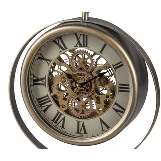 formano Standuhr antik mit sichtbar beweglichen goldenen Zahnrädern 42cm Metall - Bunt