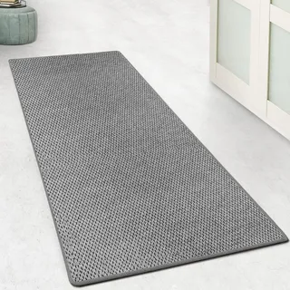 casa pura Küchenteppich Läufer 80x150cm für Küche, Flur, Schlaffzimmer & Wohnzimmer Bettvorleger rutschfest & waschbar in Sisal Optik - Flurteppich - Teppichläufer Meterware nach Maß (Silber, Kalkuta)