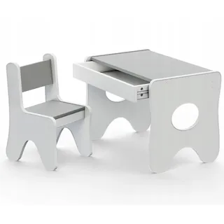 grauer Kindertisch mit Schublade und Schreibtisch, Tisch zum Malen und Spielen, Kindermöbel zum Malen - Grau