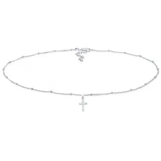 Elli Halskette Choker Kugelkette Kreuz Glaube 925 Silber