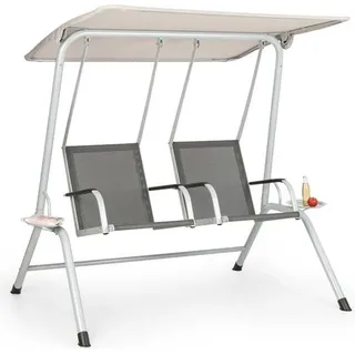 blumfeldt Bel Air Duo Swing Hollywoodschaukel - für 2 Personen , Duo Relax-Bauweise , atmungsaktives Gewebe , Edelstahl-Schrauben , anthrazit/Creme - Grau