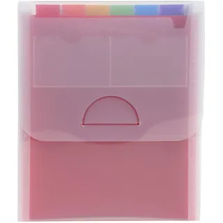 Exacompta 55798E Premium Kunststoff-Fächermappe Crystal für DIN A4 hoch 6 vollfarbige Fächer mit 2 Etikettenhalter für Visitenkarten inklusive 2 Etikettenbögen, Ordnungsmappe transparent