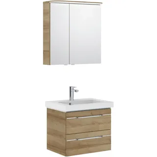 Pelipal Badezimmer , Eichefarben , Metall , 3-teilig , Holzoptik , 2 Fächer , 2,2 Schubladen , 70 cm , Made in Germany , hängend, Zusatzausstattung erhältlich, Typenvielfalt , Badezimmer, Badmöbelsets & Badmöbelserien, Badmöbel-Sets