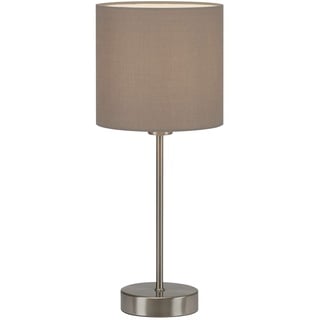 BRILONER - Nachttischlampe mit Lampenschirm aus Stoff, Ein-/Ausschalter, E14 Fassung, max. 25 Watt, Tischlampe, Lampe, Schreibtischlampe, Tischleuchte, Bürolampe, Leselampe Bett, 38,5x16 cm, Taupe