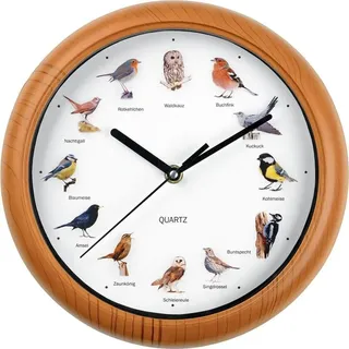 EasyMaxx Wanduhr mit Vogelstimmen 25cm 1,5V braun/weiß - 25 cm