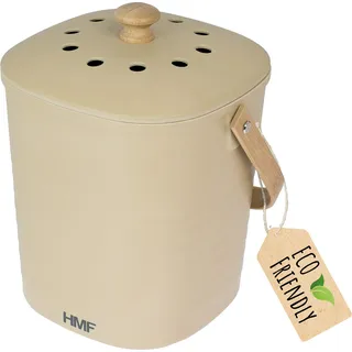 HMF Biomülleimer 3780 Küche, Geruchsdichter Komposteimer mit Deckel, 6 Liter, Beige - Beige