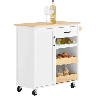 SoBuy Küchenwagen mit 2 Tabletts Rollwagen Küchenschrank 92x87x42cm FKW131-WN