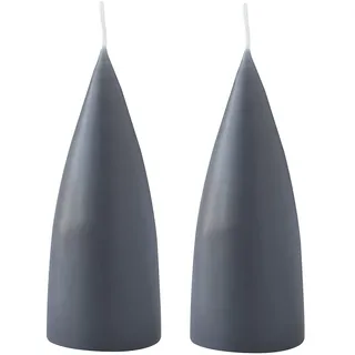 Kunstindustrien® Stumpenkerzen, Hergestellt in Dänemark, 43 Farben verfügbar, Kegel Kerze, Durchgefärbte Stumpenkerze lange Brenndauer von 15 Stunden, Kerzen Deko, 2 Stück 6,5 x 16cm (Kohle Grau)