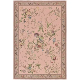 THEKO Flomi Sagrini" Gr. 3, rosa (rosé), B:120cm H:4mm L:170cm, Baumwolle, Kunstfaser, Teppiche, Teppich, Flachgewebe, Pastell-Farben, Blumen Design, mit Bordüre