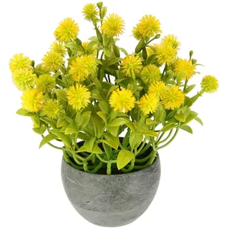 I.GE.A. Kunstpflanze Margerite im Topf Künstliche Blumen Blütenbusch Busch Tischdeko Pflanze Kunstblumen Deko Pflanze Buchs Blumenschmuck