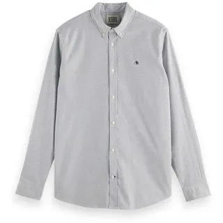 Scotch & Soda Essential Oxford Langarmhemd - Purple Sky White Stripe - S