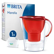 BRITA Wasserfilter-Kanne Marella rot (2,4l) inkl. 1x MAXTRA PRO All-in-1 Kartusche – Wasserfilter für Trinkwasser reduziert Kalk, Chlor, Blei, Kupfer & geschmacksstörende Stoffe im Leitungswasser