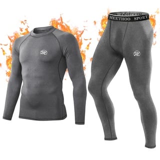 MeetHoo Thermounterwäsche Herren, Funktionsunterwäsche Set Funktionswäsche Thermo Skiunterwäsche Thermowäsche Base Layer Unterhemd Unterhose für Laufen