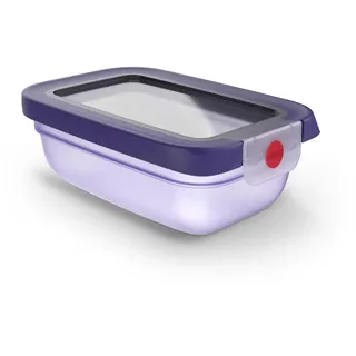 EMSA oneClick Frischhaltedose, verschlossen mit nur 1 x Klick, Lebensmittel 2 x länger frisch, 100% dicht, Made in Germany, 0,5L, gefrier-, mikrowellen- und spülmaschinengeeignet, violett, N1210300