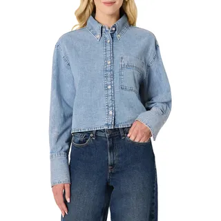 Amazon Essentials Damen Oversize-Denimhemd Mit Fest Geknöpftem Kragen