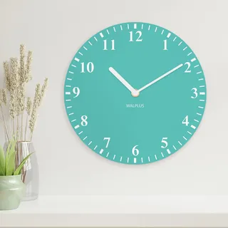 WALPLUS 30 cm Durchmesser. & 2,5 cm Tiefe Aqua Türkis Einfarbig Klassische Wanduhr Zuhause DIY Dekoration Büro Zubehör Minimalistisches Design Schlafzimmer Dekor Stilvolle Wohnzimmer Geschenkideen
