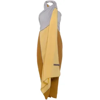KNIT FACTORY - Fay Pareo/XL Schal - Strandtuch, XXL Schal und Pareo in einem - Multifunktionales Musselintuch - Sommer handtuchkleid - Damen Pareo aus 100% Bio-Baumwolle - Ocker/Citrus