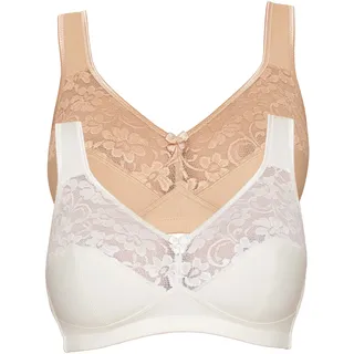 Bügelloser BH SUSA "Basic", Damen, Gr. 75, Cup B, ivory, pure, beige, Spitze, Obermaterial: 76% Baumwolle, 18% Polyamid, 6% Elasthan, Basic, BHs Bügelloser BH, Spitze, genähte Cups, Baumwollmix, elastisch, BH-Set